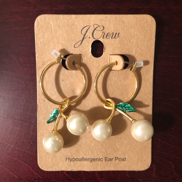 J. Crew Jewelry - New J Crew Pearl Cherry Earrings